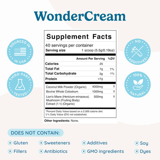 WONDERCOW lions mane mushroom powder scoop enhancing beverages