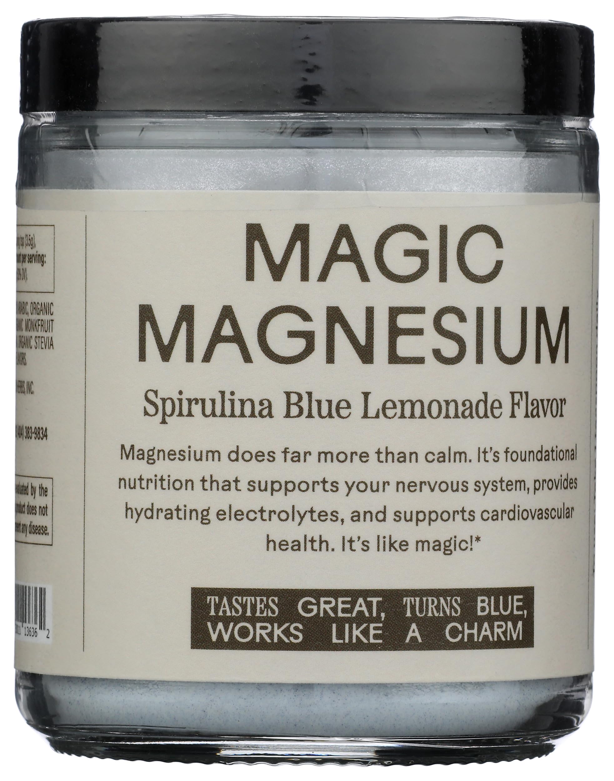 Wooden Spoon Herbs Magic Magnesium Citrate blue lemonade glass with ice for refreshment