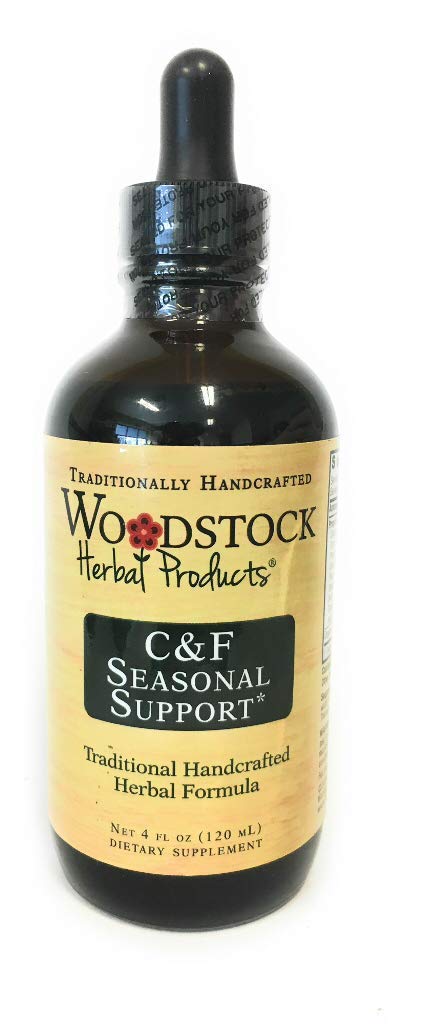 Woodstock C&F Seasonal Support bottle; herbal blend for seasonal wellness support.