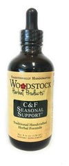 Woodstock C&F Seasonal Support bottle; herbal blend for seasonal wellness support.