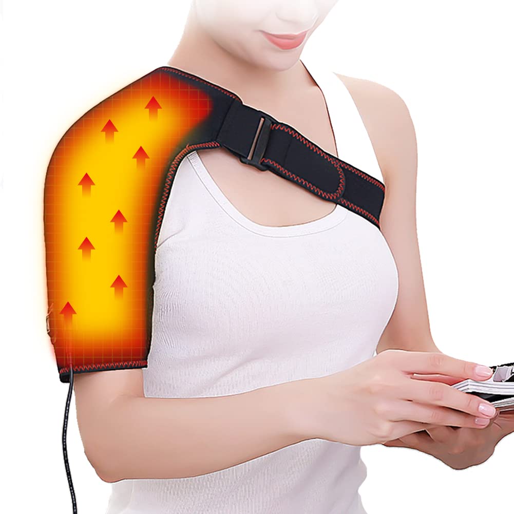 WOOLALA 110V heated shoulder wrap closeup showing large coverage and warm comfort