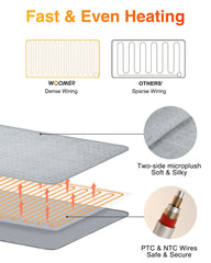 WOOMER 12x24-inch pad covers large areas for targeted muscle relief.