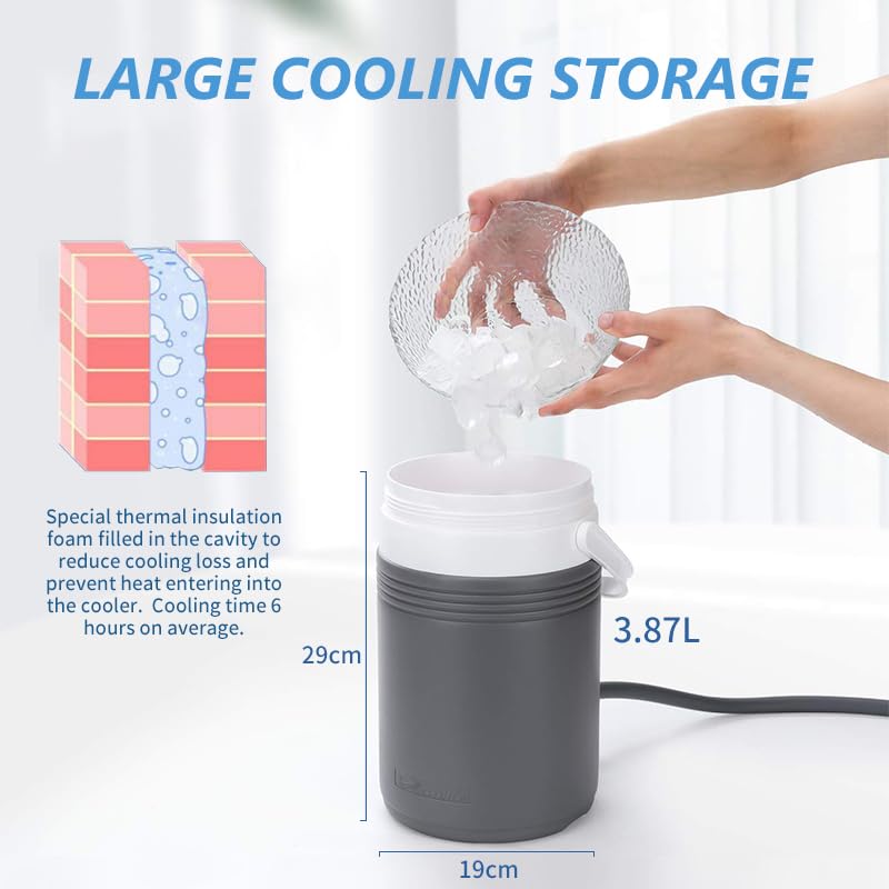 Cryo Cuff knee cold therapy bucket stores ice for longer sessions.