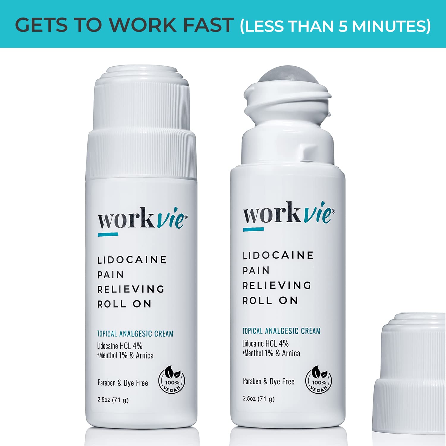 Workvie arnica menthol roll-on cream highlights natural soothing ingredients