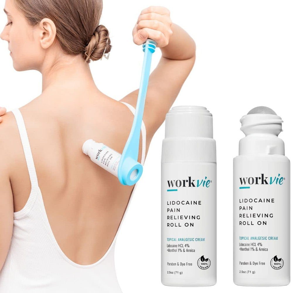 Workvie lidocaine roll-on 14in applicator for targeted back relief
