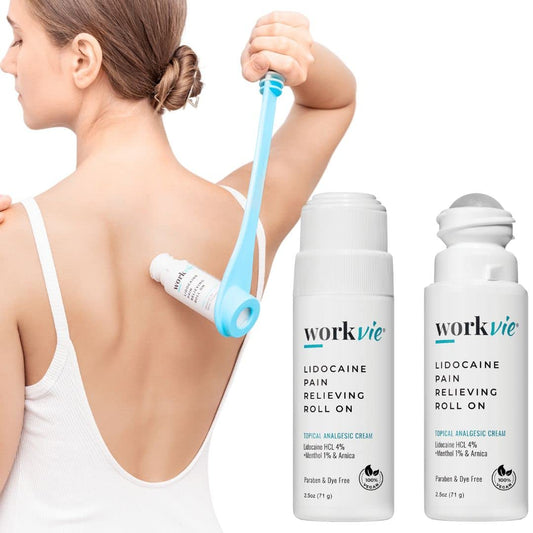 Workvie lidocaine roll-on 14in applicator for targeted back relief