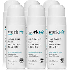 Workvie Lidocaine Roll-On bottle ready for quick, targeted relief.