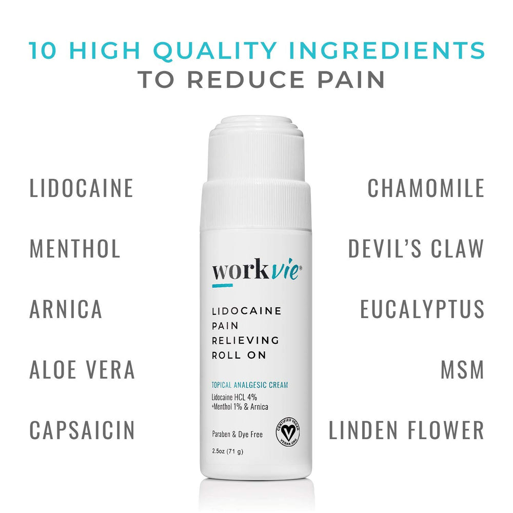 Workvie Lidocaine Roll-On roller tip for precise, mess-free application.