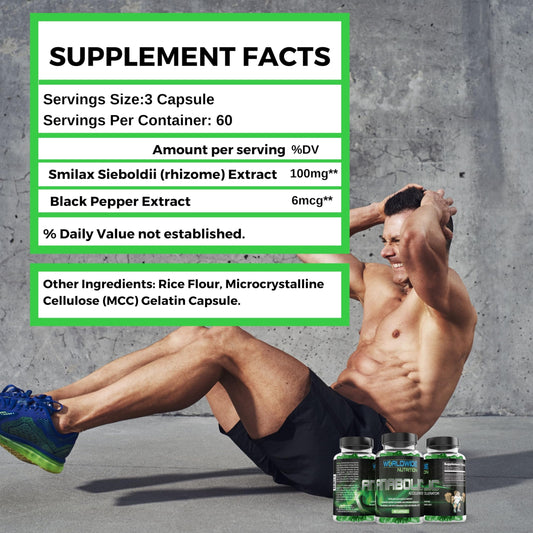 Worldwide Nutrition Anabolic Accelerator bottle back with ingredients overview for workouts
