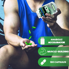Worldwide Nutrition Anabolic Accelerator label detail with branding and ingredients