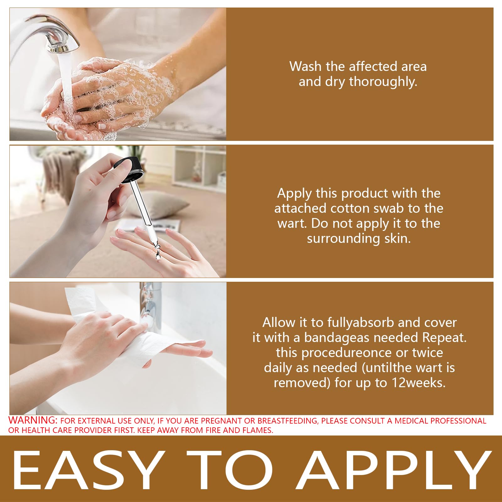 WoTeReVo wart remover drying surface indicates clean, ready-to-bandage area.