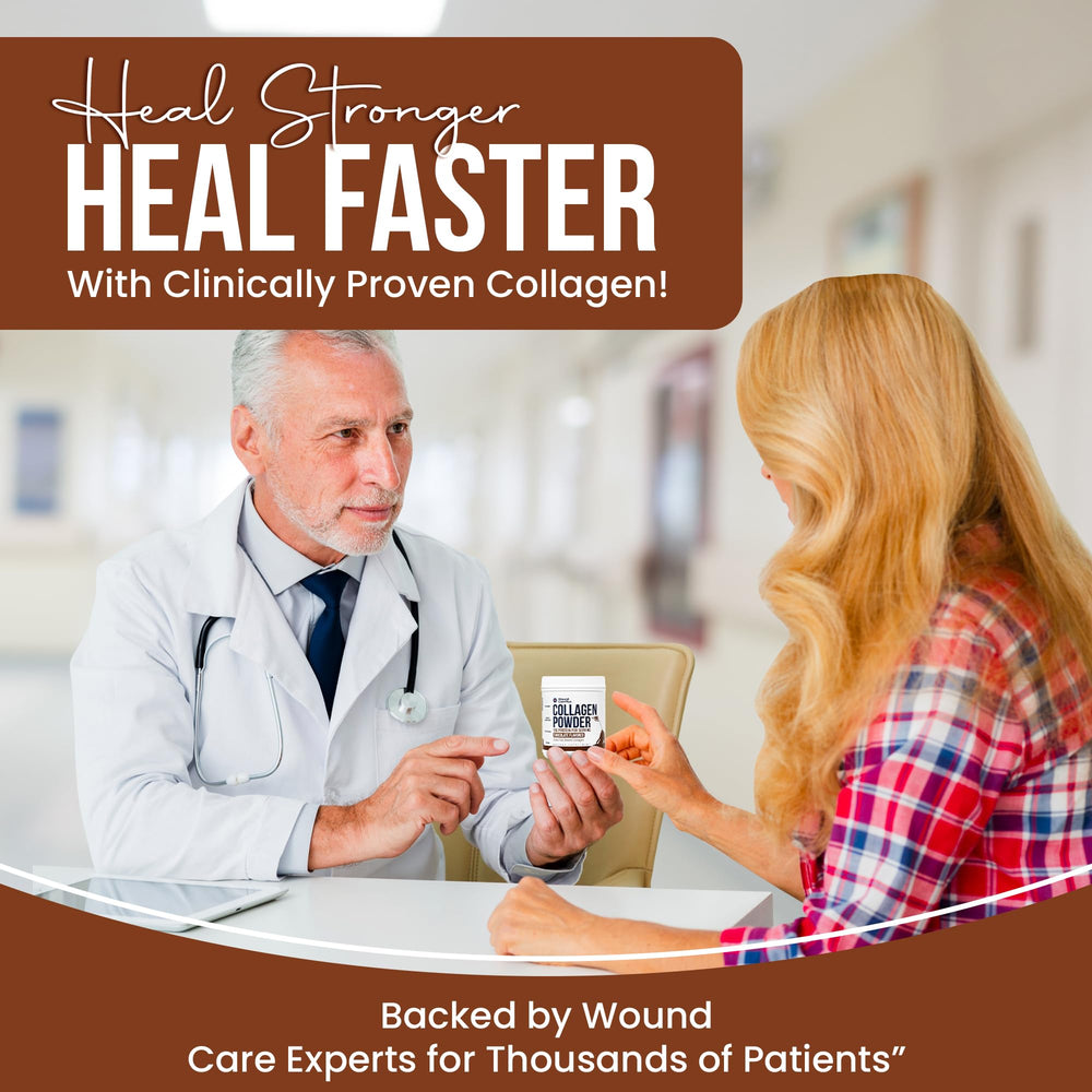 Wound Care Plus collagen powder chocolate mixing-stir demonstrates versatile shake options.
