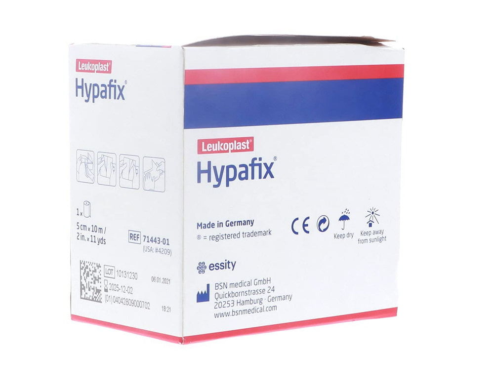 Stretchy Hypafix tape shown on a patient dressing