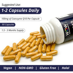 WOW Supplements CoQ10 capsule close-up with Hawthorn Berry imagery