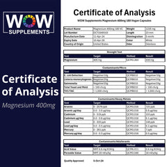 WOW Supplements Magnesium 400 mg manufacturing facility photo showing GMP-compliant production
