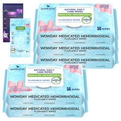 WowDay flushable hemorrhoid wipes pack for convenient cleansing on the go