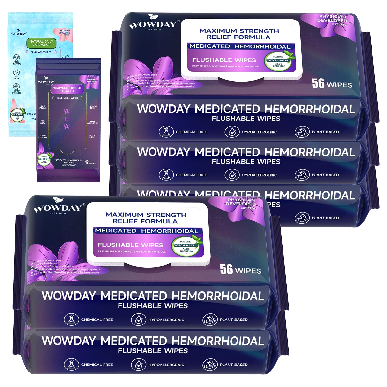 WowDay flushable wipes pack for discreet, on-the-go perineal care