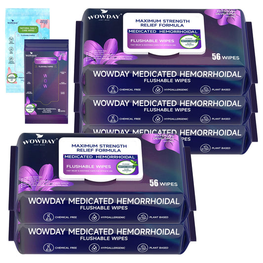 WowDay flushable wipes pack for discreet, on-the-go perineal care