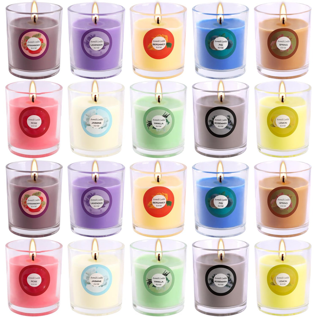 WREXCS 20-pack scented candles offering versatile home fragrance for any room