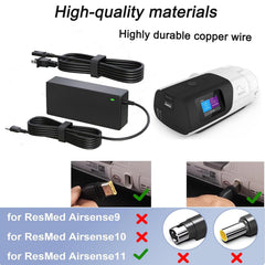 WSVOLLIS 65W adapter for AirSense 11 back view, sturdy build