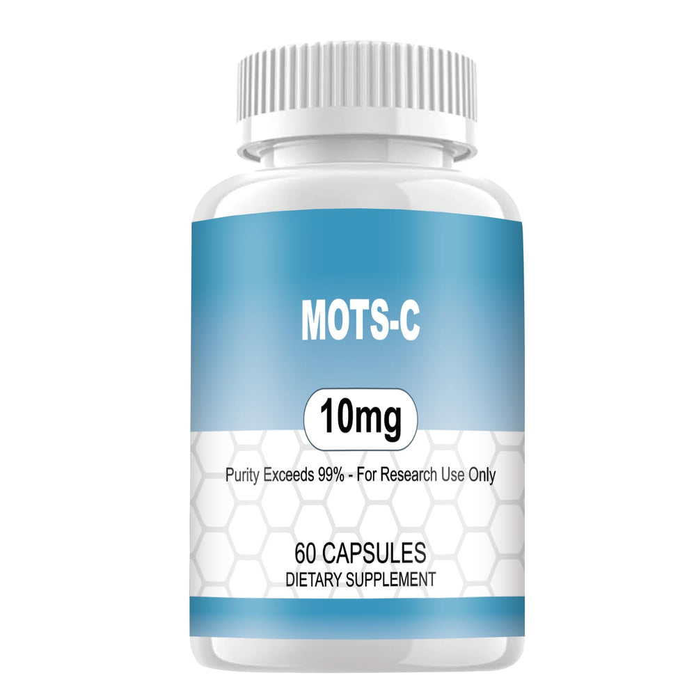 WUCOO MOTS-C research peptide bottle with 10 mg capsules for reliable lab research use.