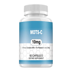 WUCOO MOTS-C research peptide bottle with 10 mg capsules for reliable lab research use.