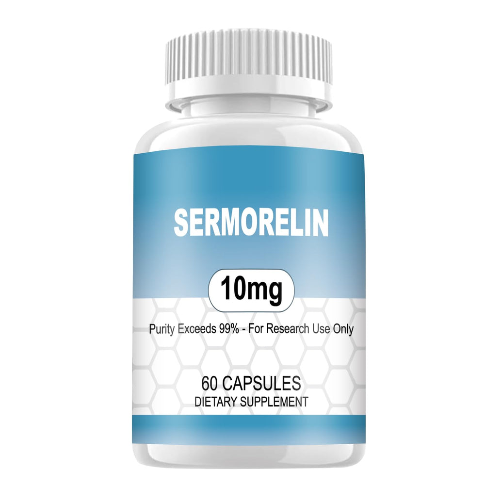 WUCOO Sermorelin 10mg capsules close-up for precise research dosing.