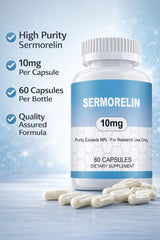 WUCOO Sermorelin 99% purity label visible for lab-grade testing.