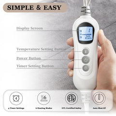 WUGE heating pad with uniform heat distribution and easy remote control.