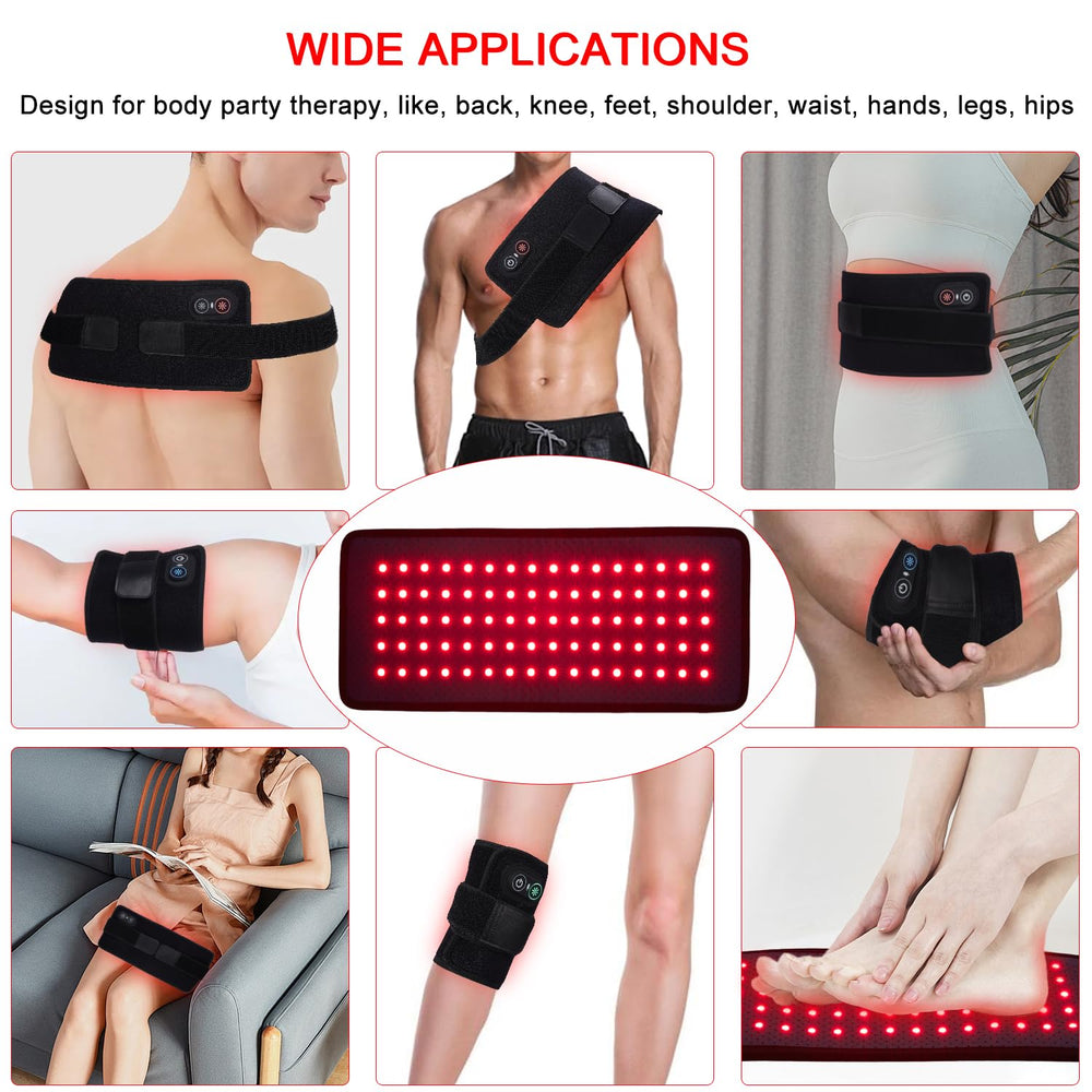 WUKOUOIO red light belt measures 13.8 by 5.9 inches with extension