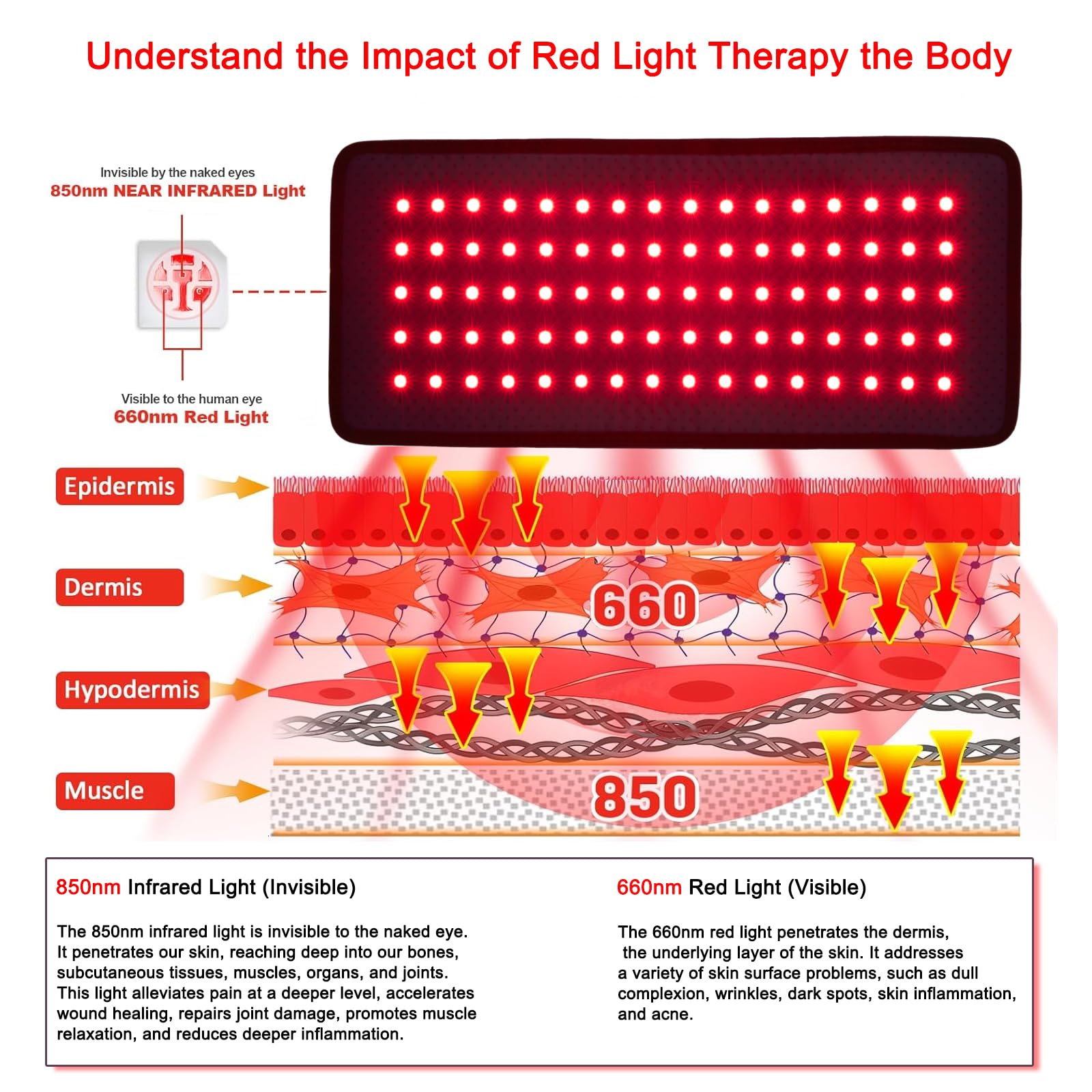 WUKOUOIO red light belt wrap-around design supports versatile targeting