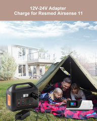 WUKUR CPAP 12V adapter in use with AirSense 11 for reliable setup.