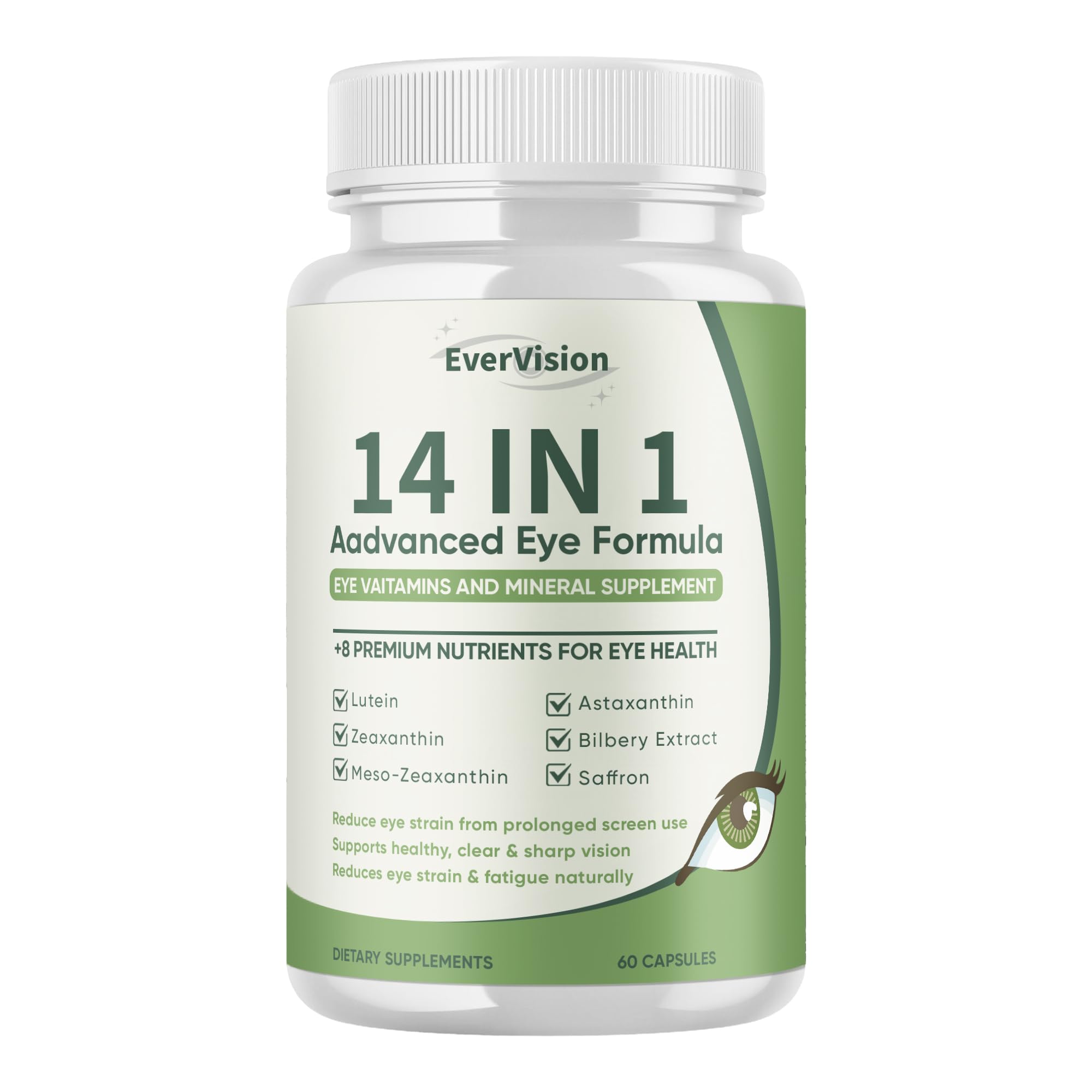 Wuliao Evervision 14-in-1 eye formula bottle front view supports daily eye comfort.