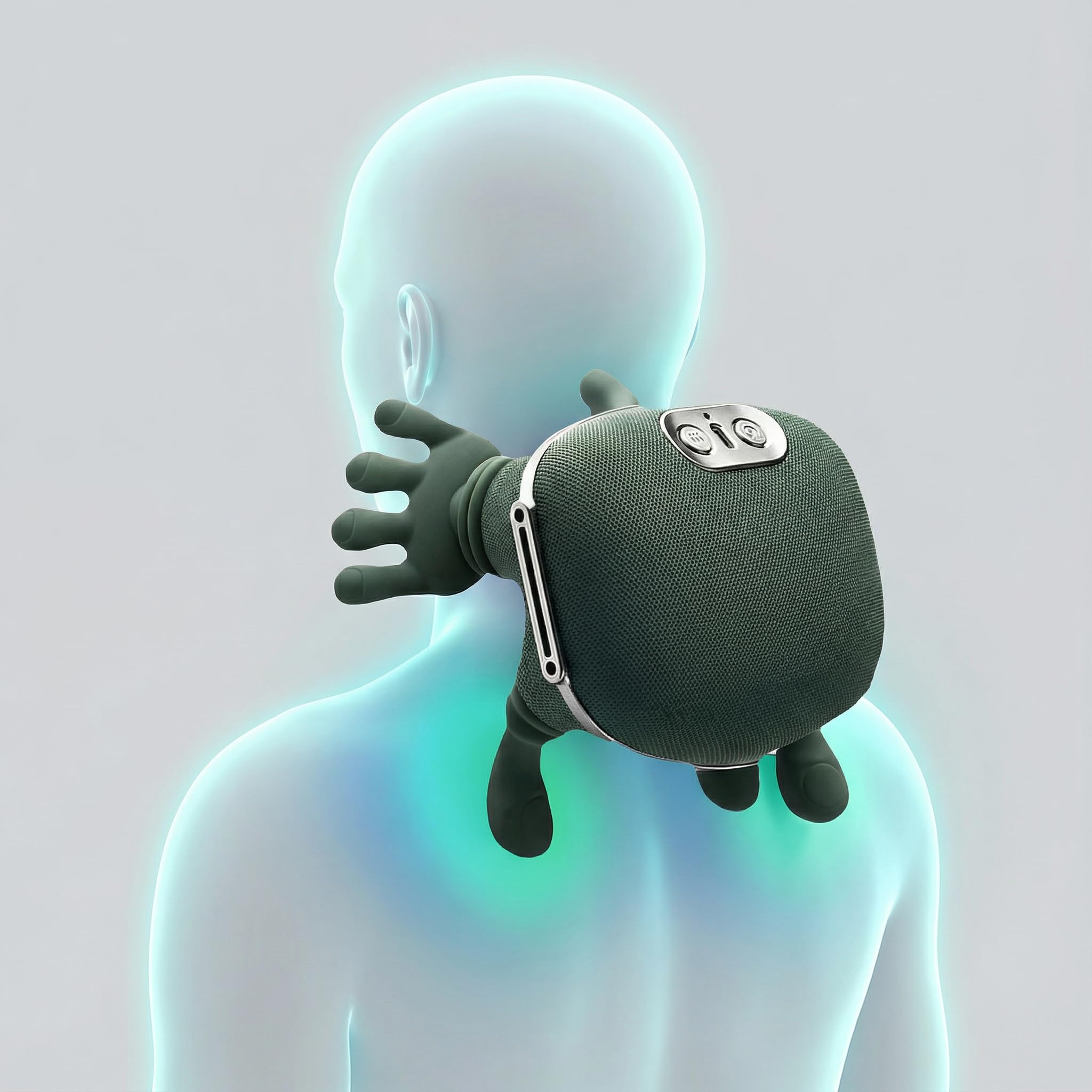 Wuxiivee relief session at work with compact cordless massager.