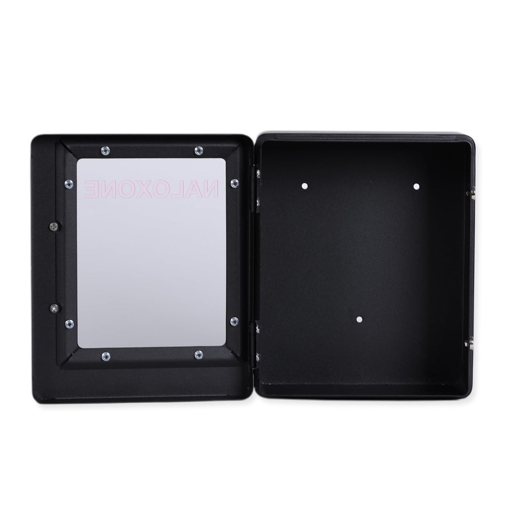 WWILKEN Naloxone cabinet metal black finish for durability.