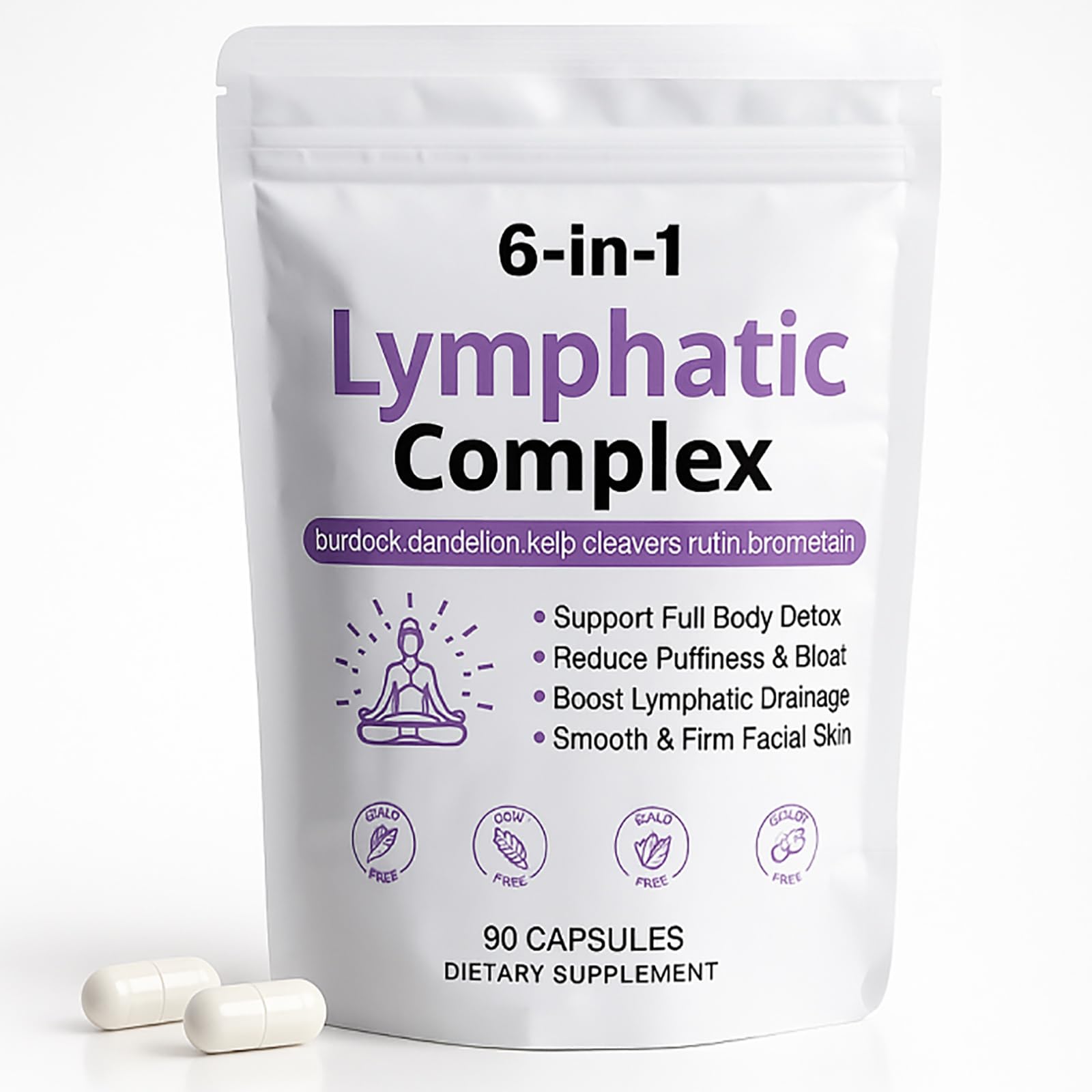 WXDOAU 6-in-1 Lymphatic Complex capsules bottle supports natural fluid balance.