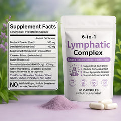 WXDOAU Lymphatic Complex packaging highlights vegan and Non-GMO formula.