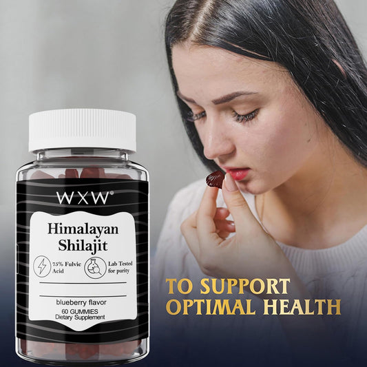 WXW Pure Himalayan Shilajit Gummies close-up blueberry flavor