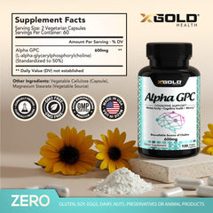 Capsules closeup showing pure Alpha GPC formulation for focus.