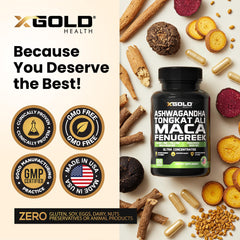 X Gold Health scoop with capsules for convenient dosing in daily routine.