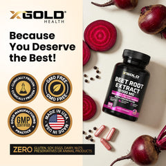 X Gold Health nitrate-rich beet root highlights potential circulation and stamina support