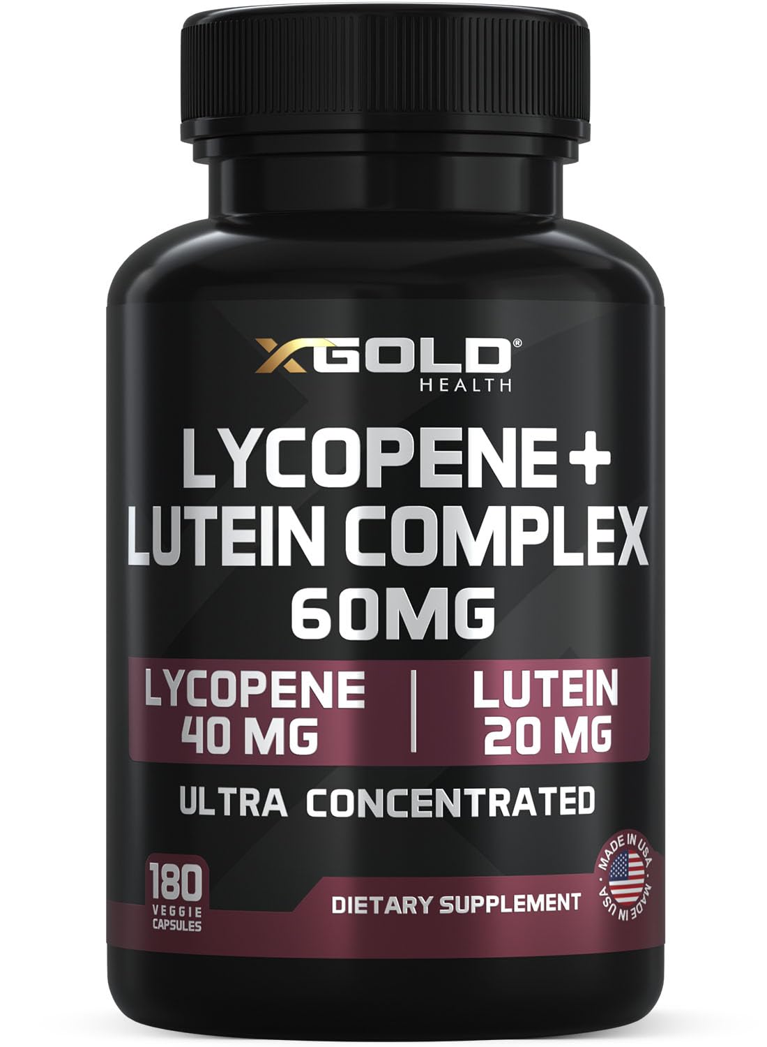 X Gold Health Lycopene + Lutein bottle front for daily eye support.