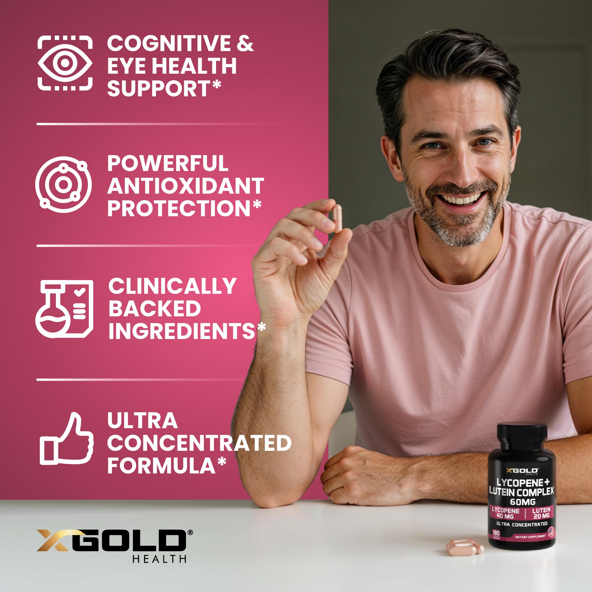 X Gold Health Lycopene sourced from ripe tomatoes illustrating natural carotenoid origin.