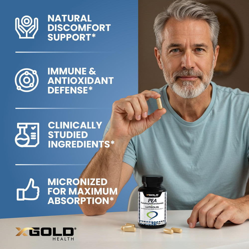 Close-up of micronized pea ingredient used in X Gold Health formula.