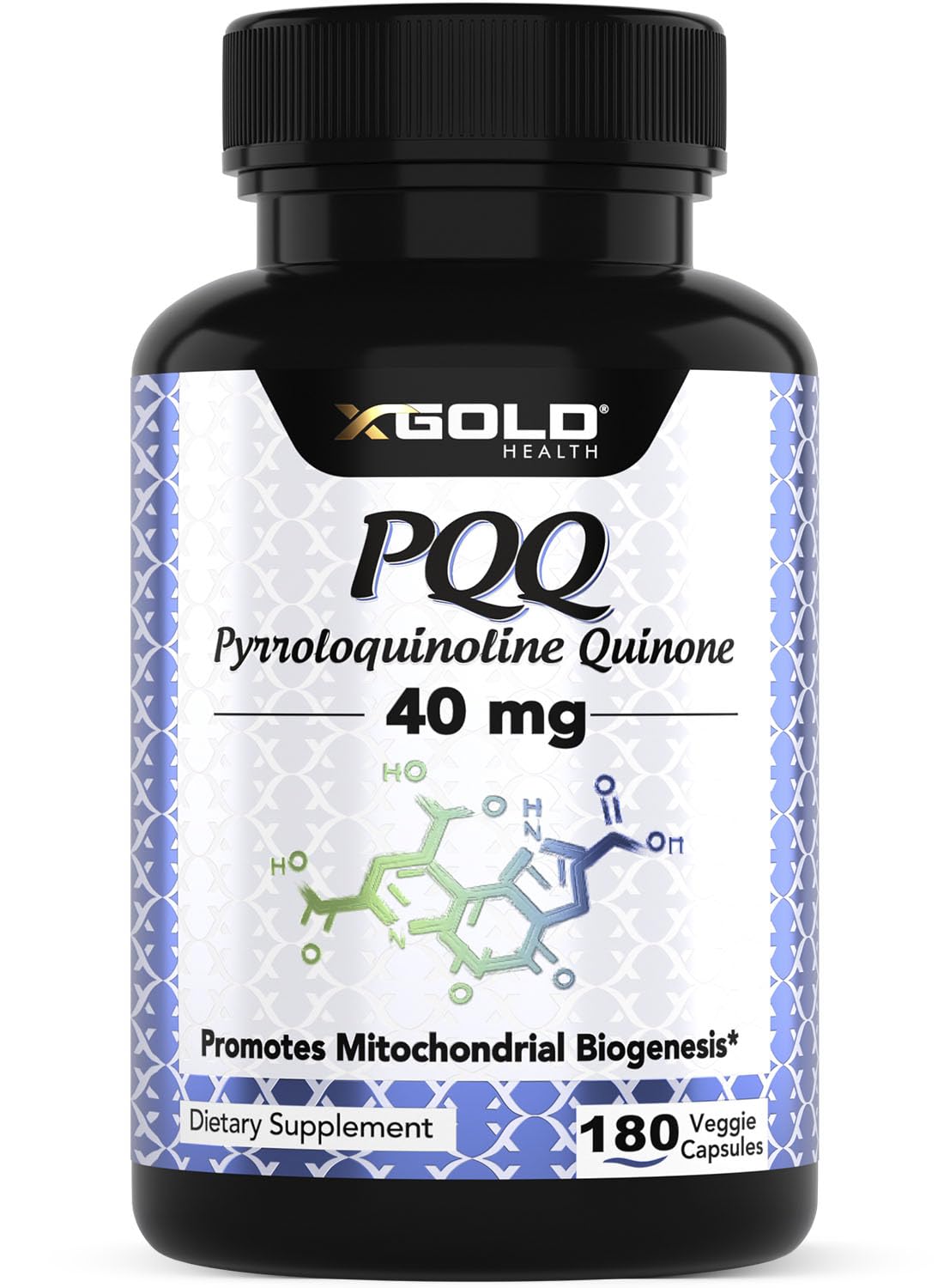 X Gold Health Mito Energy bottle front view with vegan capsules for daily vitality.