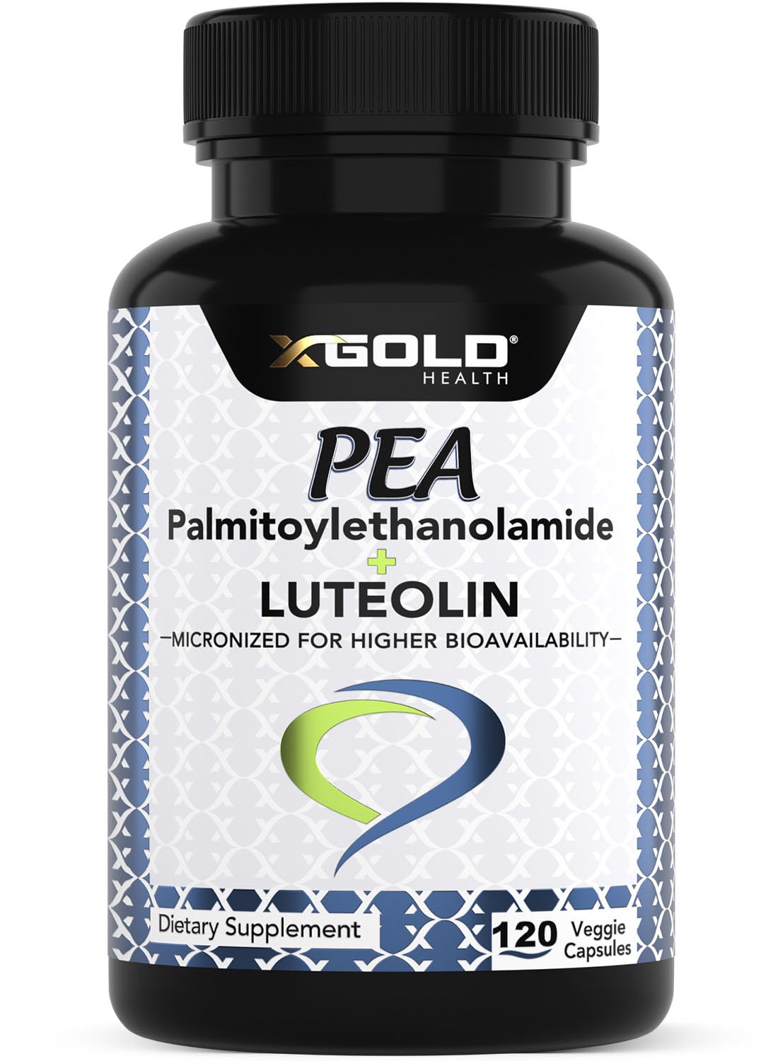X Gold Health Palmitoylethanolamide bottle shows premium US-made formula and quality packaging.