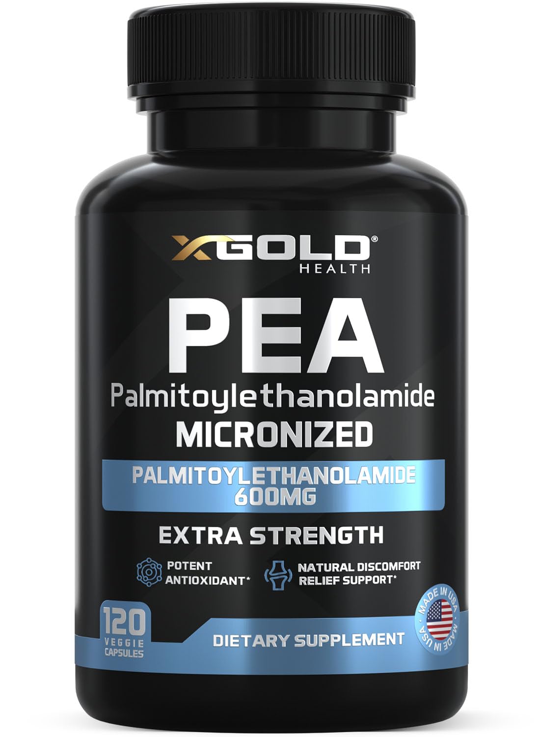 X Gold Health Palmitoiletanolamida PEA 600 mg en botella para confort diario