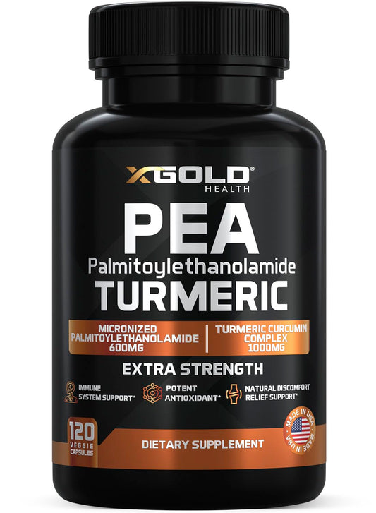 X Gold Health Pea Palmitoylethanolamide bottle front showing joint support potential