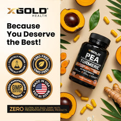 X Gold Health turmeric-curcumin-packaging box highlighting USA-made quality