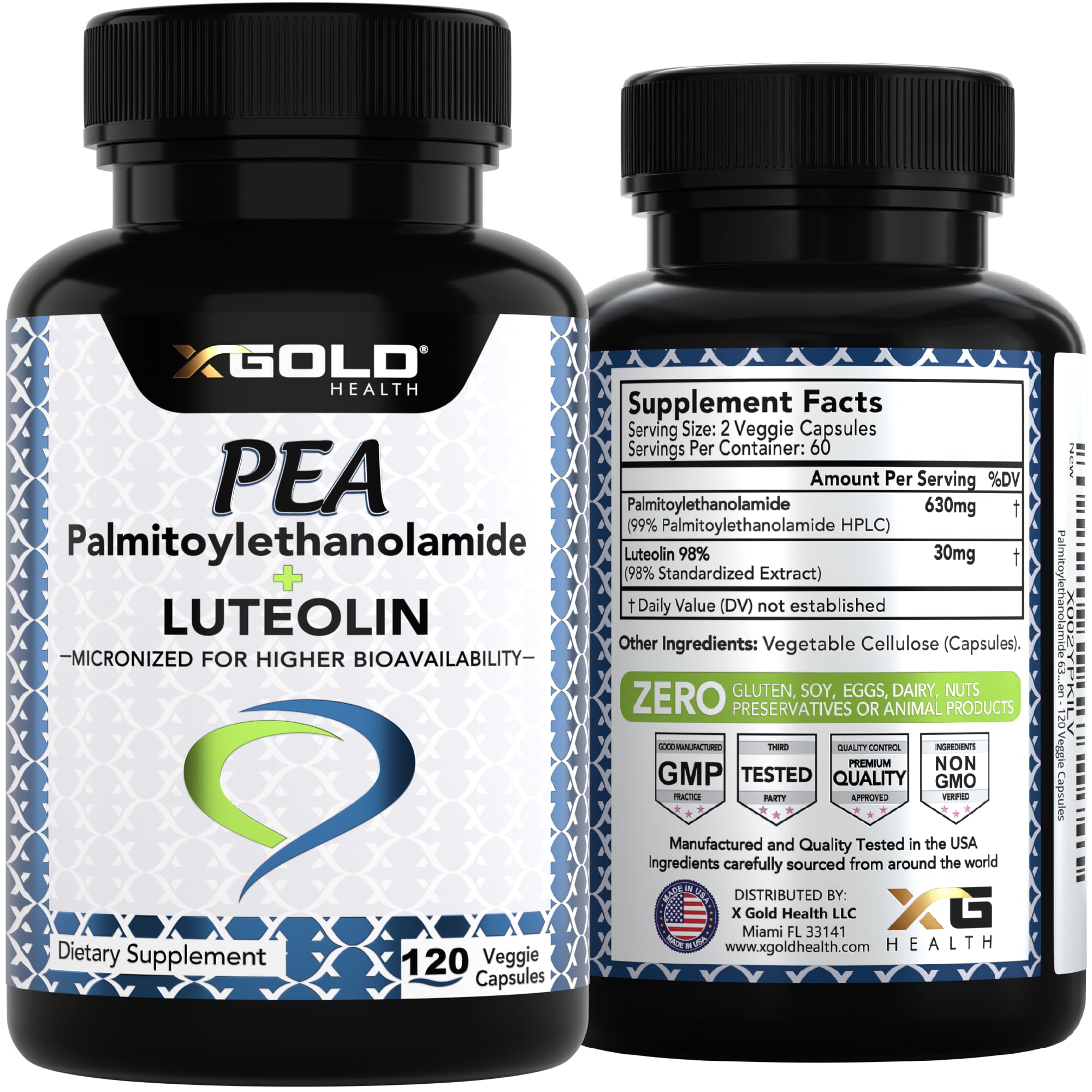 Lifestyle scene with X Gold Health capsules and bottle for daily use.